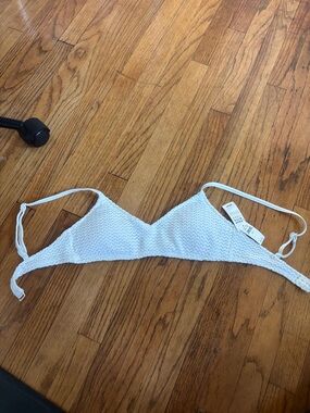 aerie White Textured Triangle Bralette